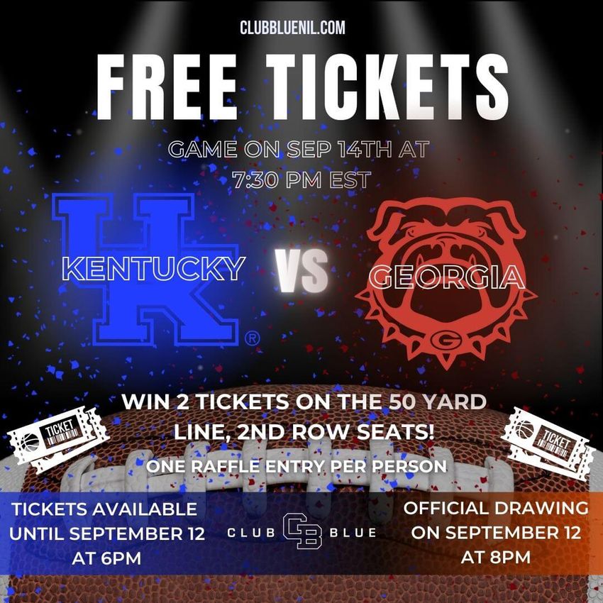 FREE RAFFLE Win Two Tickets for UK vs Football (50Yard Line